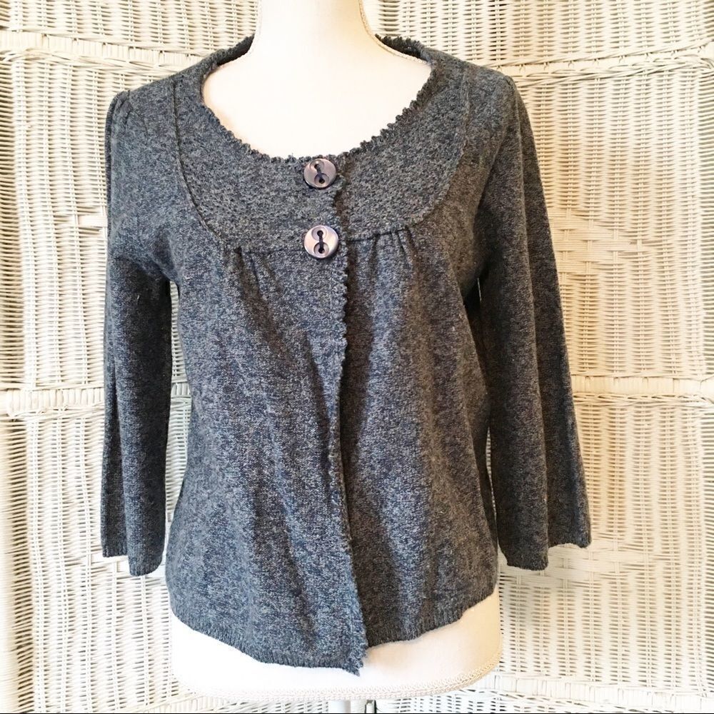 IZOD Blue Heathered Cottage-core Button Cardigan M